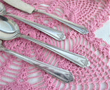 1930s Oneida Barbara Glamour 4 Pieces Fork Butter Spreader Spoons Silverplate
