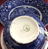Auld Lang Syne Blue Transferware Breakfast Size Cup And Saucer 1930s British Anchor