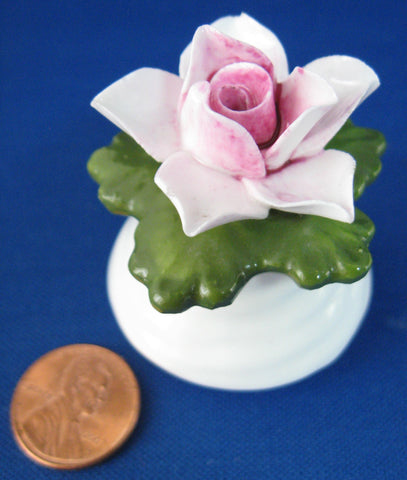 Aynsley Flower Salt Shaker Pink Rose England Hand Made 1930s