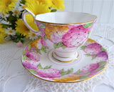 Lovely Royal Albert Crown Candy Tuft Cup and Saucer 1930s Hand Colored Enamel