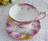 Lovely Royal Albert Crown Candy Tuft Cup and Saucer 1930s Hand Colored Enamel