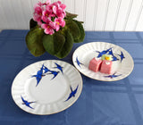 Blue Bird Plates Bluebird Pair 6.5 Inch Cake Czechoslovakia Bread Side Plates 1930s