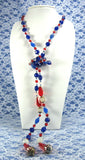 Czech Bohemia Crystal Lariat Necklace 50 Inches Long 9 Types Glass Beads 1930s