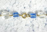 Necklace Art Deco Square Crystal Ice Cube Beads Blue Clear Beveled 1930s Czech