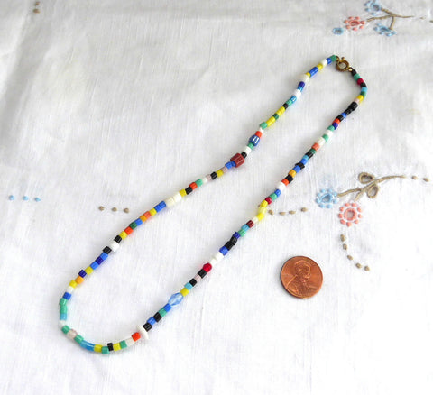 Vintage Czech Bohemian Glass Bead Necklace 1930s 17 Inches