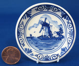 Delfts Butter Pat Dish Teabag Holder Delft Windmill 1930s Blue And White