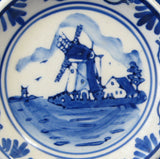 Delfts Butter Pat Dish Teabag Holder Delft Windmill 1930s Blue And White