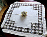 Handmade Tea Cloth Tablecloth Drawn Thread Linen 34 Inch Bridge 1930s England