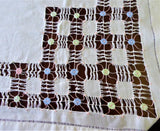 Handmade Tea Cloth Tablecloth Drawn Thread Linen 34 Inch Bridge 1930s England