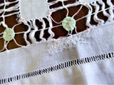 Handmade Tea Cloth Tablecloth Drawn Thread Linen 34 Inch Bridge 1930s England