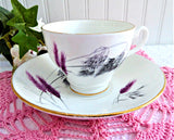 Fall Grasses Cup And Saucer 1930s English Bone China Black Pink