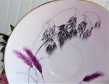 Fall Grasses Cup And Saucer 1930s English Bone China Black Pink