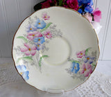 Hand Colored Floral Cup And Saucer Foley Art Deco 1930s Delicate Pretty