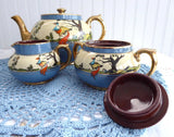 Fantasy Birds Teaset Art Deco Teapot Cream And Sugar Gibsons 1930s Tea Party