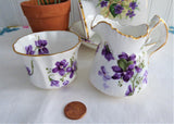 Hammersley Victorian Violets Cream And Sugar 1930s Small Fancy English Bone China