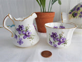 Hammersley Victorian Violets Cream And Sugar 1930s Small Fancy English Bone China