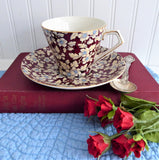 Art Deco Royal Brocade Chintz Cup And Saucer 1930s Nelson Red Blue Gold