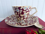 Art Deco Royal Brocade Chintz Cup And Saucer 1930s Nelson Red Blue Gold