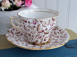 Rosina Fall Chintz Cup And Saucer Hand Colored 1930s Oak Acorns Pears Daisies