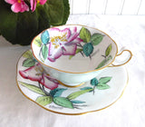Rosina Lilies Cup And Saucer Artist Signed Bentley Hand Colored 1930s Pale Blue