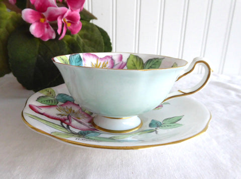 Apple Blossom Tea Cup Hand Painted Stained Glass Cup and Saucer