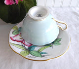 Rosina Lilies Cup And Saucer Artist Signed Bentley Hand Colored 1930s Pale Blue