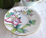 Rosina Lilies Cup And Saucer Artist Signed Bentley Hand Colored 1930s Pale Blue