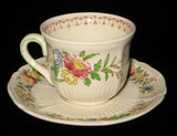 3 Royal Doulton Medford Demitasse Cups And Saucers Creamware 1930s Hand Colored