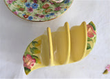 Rosebud Royal Winton Yellow Art Deco Toast Rack Holder 1930s Letters Napkins