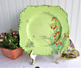 Iris Royal Winton Grimwades Square Dinner Plate 1930s Hand Painted Green