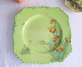Iris Royal Winton Grimwades Square Dinner Plate 1930s Hand Painted Green
