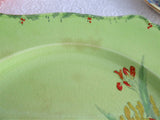 Iris Royal Winton Grimwades Square Dinner Plate 1930s Hand Painted Green