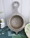 Shamrock Handle 4 Leaf Clover German Tea Strainer Pierced Aluminum 1930s Good Luck