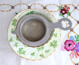 Shamrock Handle 4 Leaf Clover German Tea Strainer Pierced Aluminum 1930s Good Luck