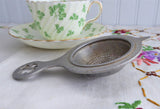 Shamrock Handle 4 Leaf Clover German Tea Strainer Pierced Aluminum 1930s Good Luck