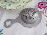 Shamrock Handle 4 Leaf Clover German Tea Strainer Pierced Aluminum 1930s Good Luck