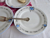 Shelley England Set of 3 Blue Acacia Mimosa 7 Inches Plates Art Deco 1930s