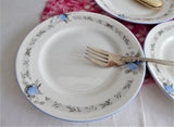 Shelley England Set of 3 Blue Acacia Mimosa 7 Inches Plates Art Deco 1930s