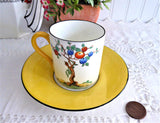 Shelley Crabtree Art Deco Cup And Saucer Yellow Demitasse 1930s Mocha Shape