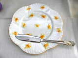 Rare Plate Shelley Yellow Rosebud Dainty Chintz Bread Cake 1930s Tea Party 6 Inch