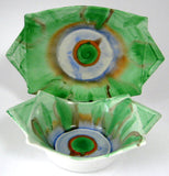 Shelley England Art Deco Harmony Dripware Jam Dish And Plate 1930s Vogue Mod Green