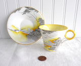 Shelley Art Deco Lakeland Cup And Saucer 1930s Landscape Bird Regent Shape Demi