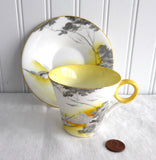 Shelley Art Deco Lakeland Cup And Saucer 1930s Landscape Bird Regent Shape Demi
