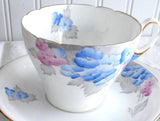 Shelley Phlox Cambridge Teacup Trio Art Deco England 1930s Blue Pink Grey Art Deco