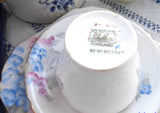 Shelley Phlox Cambridge Teacup Trio Art Deco England 1930s Blue Pink Grey Art Deco