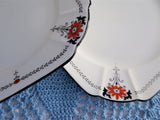 Shelley Red Daisy 3 Side Plates Bread Queen Anne Square Art Deco Plate 1930s