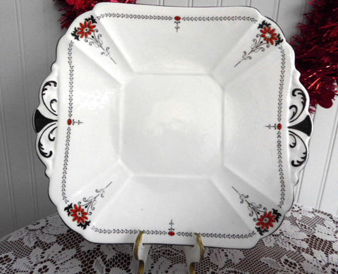 Shelley Queen Anne Red Daisy Cake Plate Server Art Deco Plate 1930s