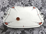 Shelley Queen Anne Red Daisy Cake Plate Server Art Deco Plate 1930s