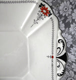 Shelley Queen Anne Red Daisy Cake Plate Server Art Deco Plate 1930s