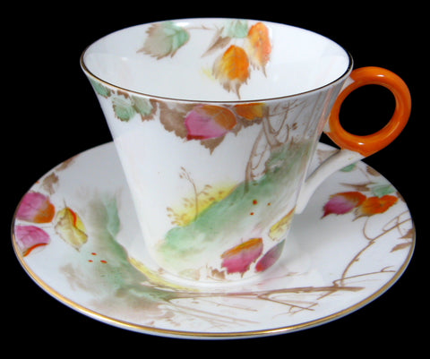 Shelley Art Deco Regent Tree On Hill With Leaves Cup And Saucer 1930s Demitasse